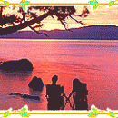 Couples enjoy the sunset with dolphins freeware screenshot